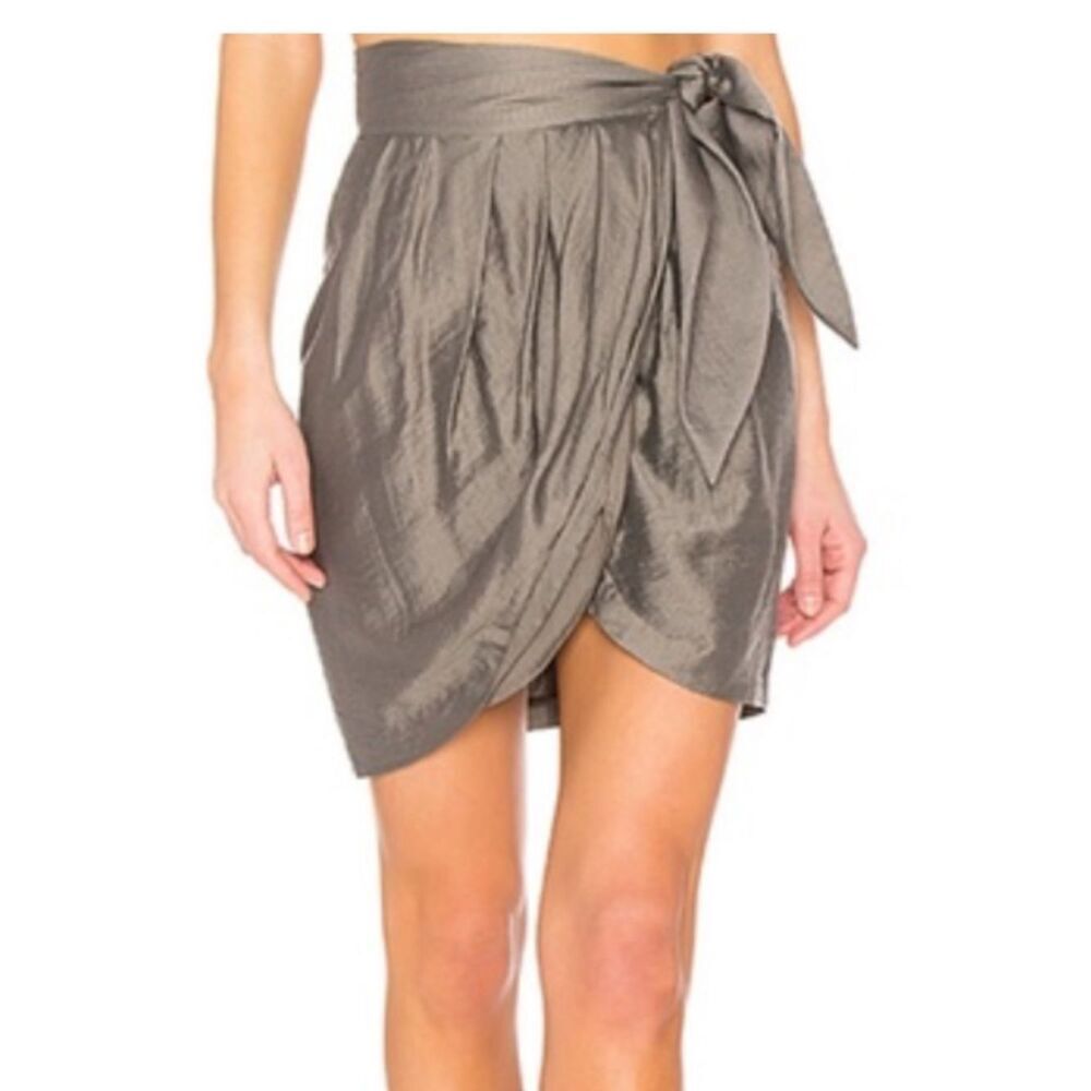 NWT Joie Shimmery Moss/Taupe Wrap Mini Skirt